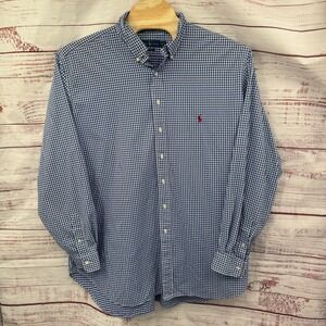Ralph Lauren Performance Shirt Mens 3XLT Gingham Button Down Blue White Casual